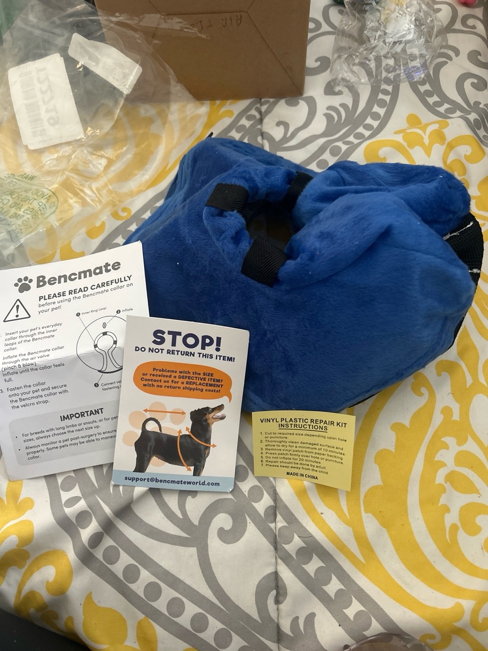 Plush Blue Dog Head Support Collar - Comfort Recovery
